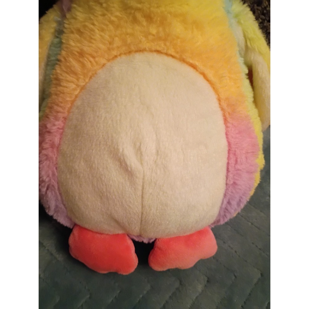 Vtg 1994 The Petting Zoo Rainbow Penguin Plush 10" Pastel Tie Dye Stuffed Animal - Picture 11 of 14